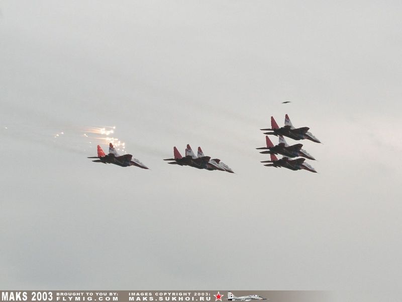 Martlets (Strizi) performance with flares. MiG-29.