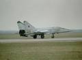 MiG-25 checking engines on the runway at Zhukovsky Airfield.